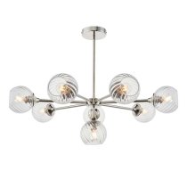 Accra 8 Lights Semi Flush Ceiling Light In Bright Nickel