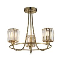 Belluno 3 Lights Semi Flush Ceiling Light In Antique Brass