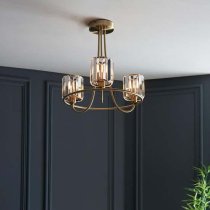 Belluno 3 Lights Semi Flush Ceiling Light In Antique Brass