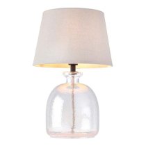 Lecce Cici Grey Fabric Shade Table Lamp With Clear Glass Base