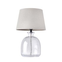 Lecce Cici Grey Fabric Shade Table Lamp With Clear Glass Base