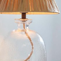 Lecce Natural Raffia Shade Table Lamp With Clear Glass Base