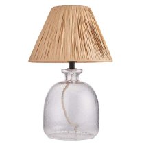 Lecce Natural Raffia Shade Table Lamp With Clear Glass Base