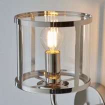 Hasselt Clear Glass Shade Wall Light In Bright Nickel