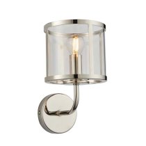 Hasselt Clear Glass Shade Wall Light In Bright Nickel