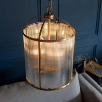 Laredo Glass 4 Lights Ceiling Pendant Light In Antique Brass