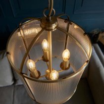 Laredo Glass 4 Lights Ceiling Pendant Light In Antique Brass