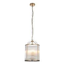 Laredo Glass 4 Lights Ceiling Pendant Light In Antique Brass