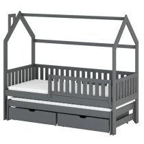 Minsk Trundle Wooden Single Bed In Graphite