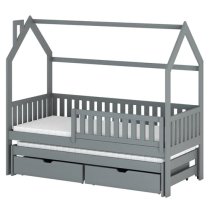 Minsk Trundle Wooden Single Bed In Grey