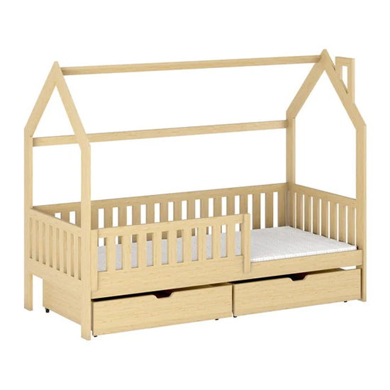 Niort Storage Wooden Single Bed In Pine With Foam Mattress