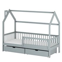 Orem Storage Wooden Single Bed In Grey