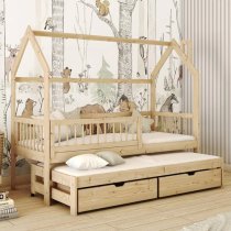 Pago Trundle Wooden Single Bed In Pine With Foam Mattress