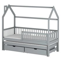 Pago Trundle Wooden Single Bed In Grey With Bonnell Mattress