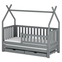 Tartu Trundle Wooden Single Bed In Grey