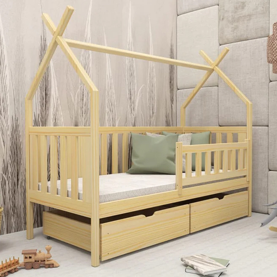 Suva Storage Wooden Single Bed In Pine With Foam Mattress