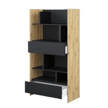 Cyan Wooden Bookcase Tall With 2 Drawers In Artisan Oak