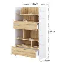 Cyan Wooden Bookcase Medium With 2 Drawers In White