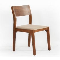 Plano Walnut Acacia Wood Dining Chairs In Pair