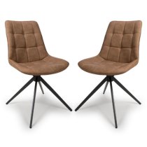 Captiva Tan Faux Leather Dining Chairs In Pair