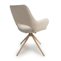 Playa Swivel Natural Fabric Dining Chairs In Pair