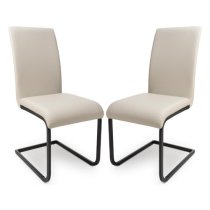 Lansing Taupe Faux Leather Dining Chairs In Pair