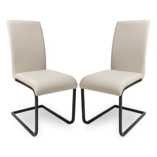 Lansing Taupe Faux Leather Dining Chairs In Pair