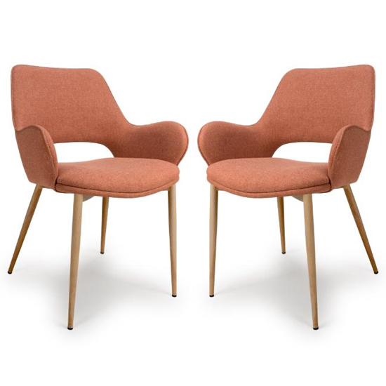 Sanremo Brick Fabric Dining Chairs In Pair