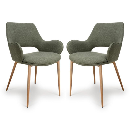 Sanremo Sage Fabric Dining Chairs In Pair