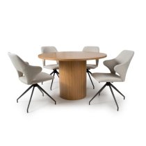 Vevey Wooden Dining Table Round In Natural Oak