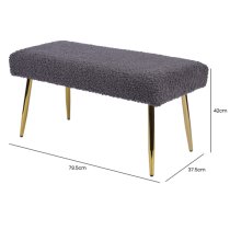 Biloxi Boucle Fabric Hallway Seating Bench In Charcoal