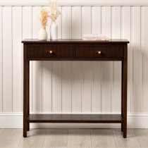 Lorain Wooden Console Table With 2 Drawers In Walnut Brown