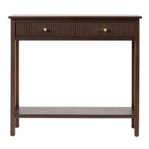 Lorain Wooden Console Table With 2 Drawers In Walnut Brown