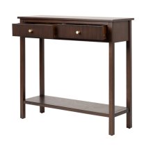 Lorain Wooden Console Table With 2 Drawers In Walnut Brown