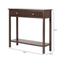 Lorain Wooden Console Table With 2 Drawers In Walnut Brown