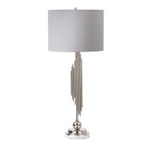 Calvi Grey Fabric Shade Table Lamp With Chrome Base