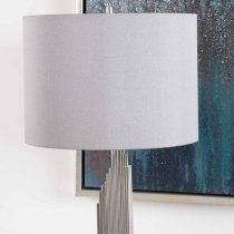 Calvi Grey Fabric Shade Table Lamp With Chrome Base