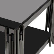 Calvi Smoked Glass Coffee Table In Black Gunmetal Steel Tubes