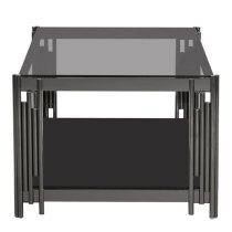 Calvi Smoked Glass Coffee Table In Black Gunmetal Steel Tubes