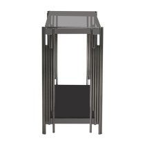 Calvi Smoked Glass Console Table In Black Gunmetal Steel Tubes