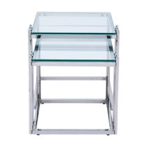 Calvi Clear Glass Nest Of 2 Tables In Chrome Steel Frame