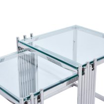 Calvi Clear Glass Nest Of 2 Tables In Chrome Steel Frame