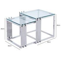 Calvi Clear Glass Nest Of 2 Tables In Chrome Steel Frame