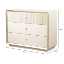 Aveiro Wooden Chest Of 3 Drawers In Cream Elm