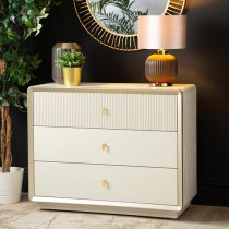 Aveiro Wooden Chest Of 3 Drawers In Cream Elm