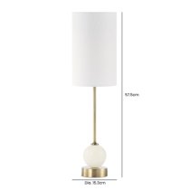 Barletta White Linen Shade Table Lamp With Antique Brass Metal Base