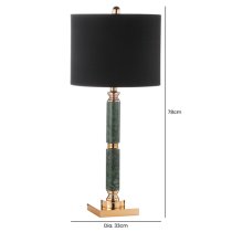 Eilat Black Linen Shade Table Lamp With Green Marble Base