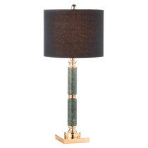 Eilat Black Linen Shade Table Lamp With Green Marble Base