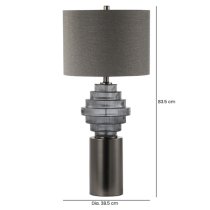 Glasgow Grey Linen Shade Table Lamp With Smoked Glass Base