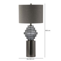 Glasgow Grey Linen Shade Table Lamp With Smoked Glass Base